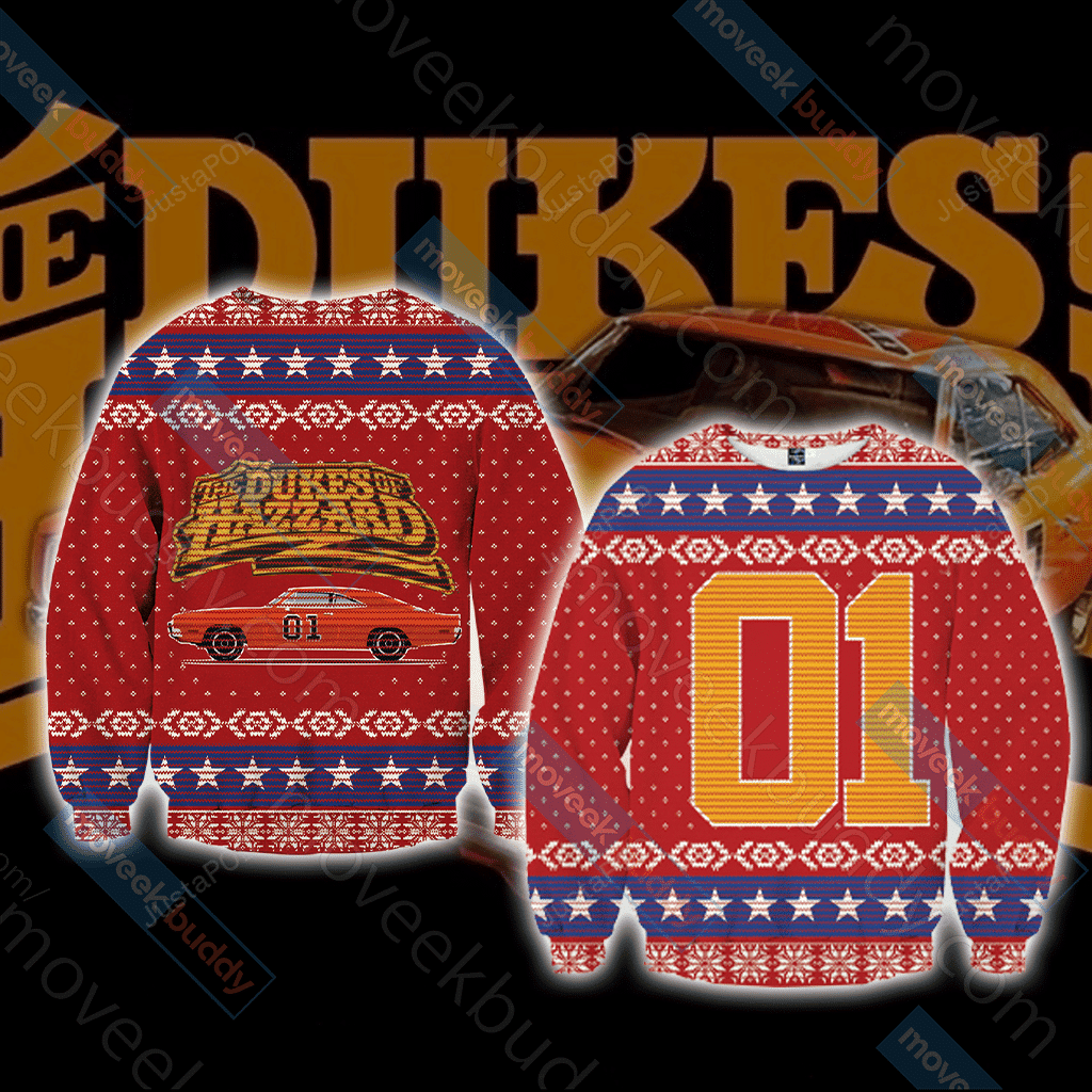 The Dukes Of Hazzard General Lee Ugly Christmas Sweater Adult 3D Funny Matching for family