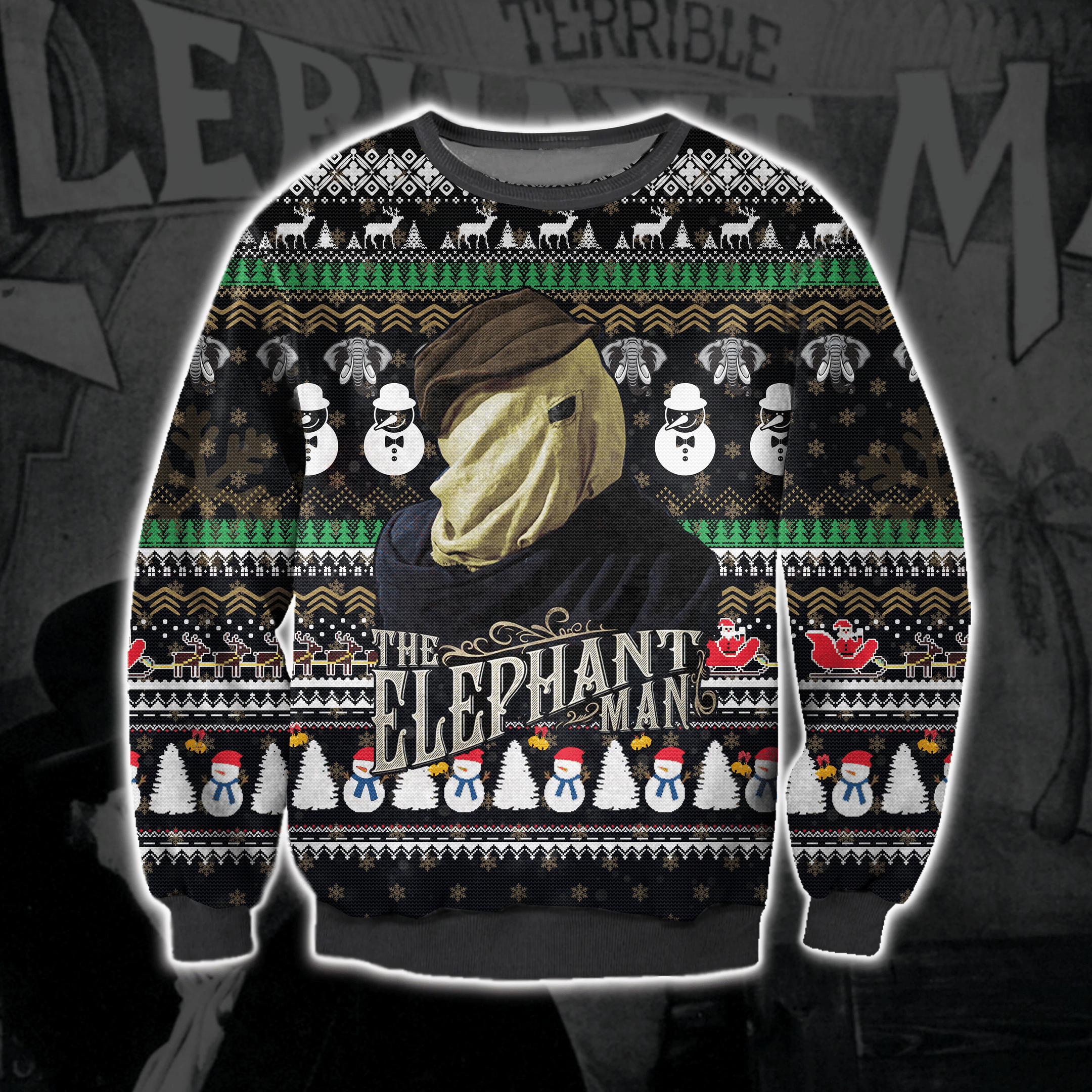 The Elephant Man Ugly Christmas Sweater Adult 3D Funny Matching for family