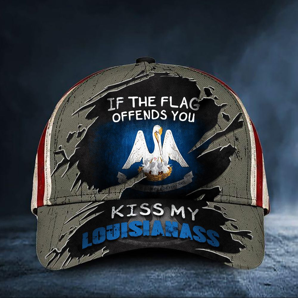 The Flag Offends You Kiss My Louisianass Cap Usa Flag Hat Classic Cap Trucker Hats Custom Hats Gifts For Men & Women