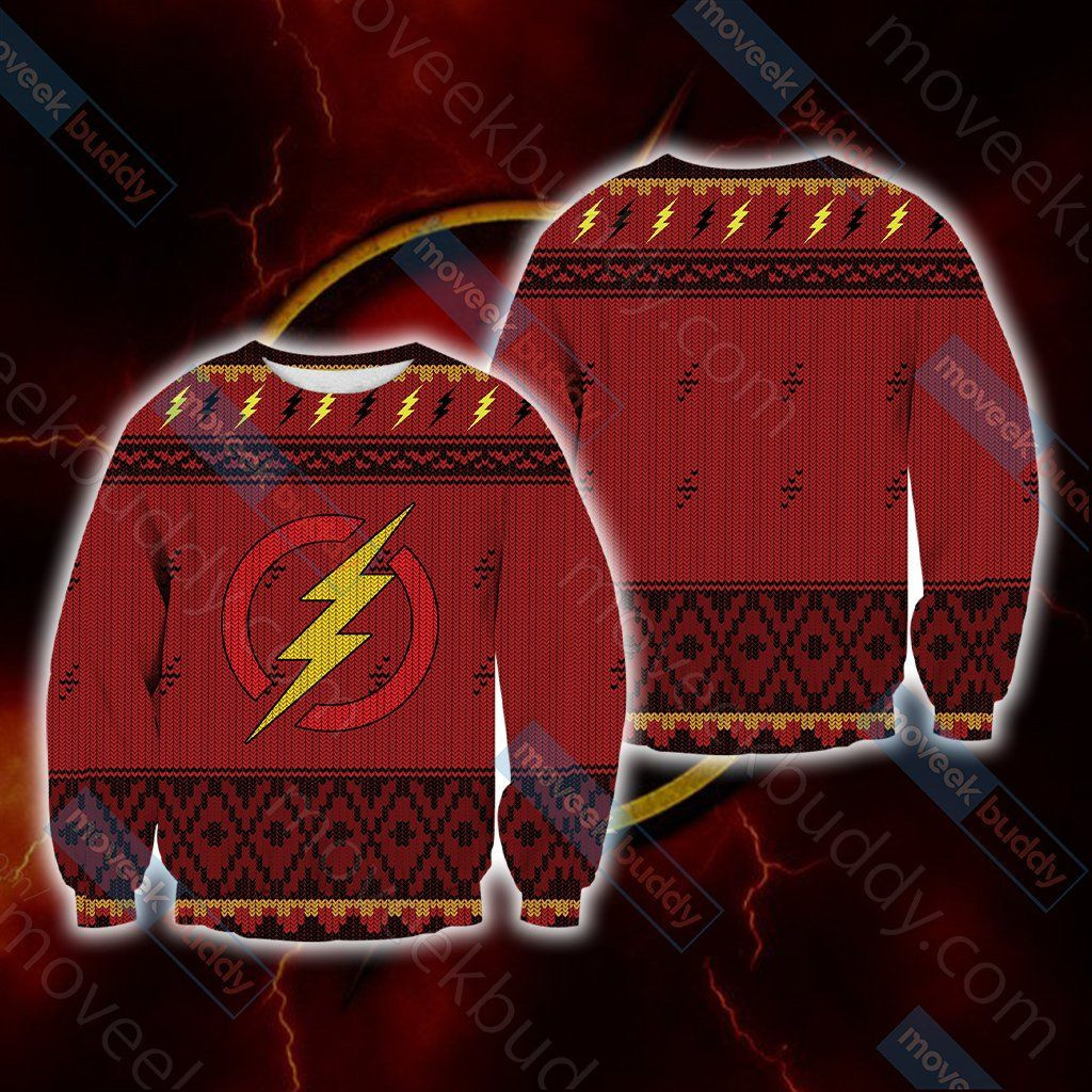 The Flash Knitting For Unisex Ugly Christmas Sweater Adult 3D Funny Matching for family