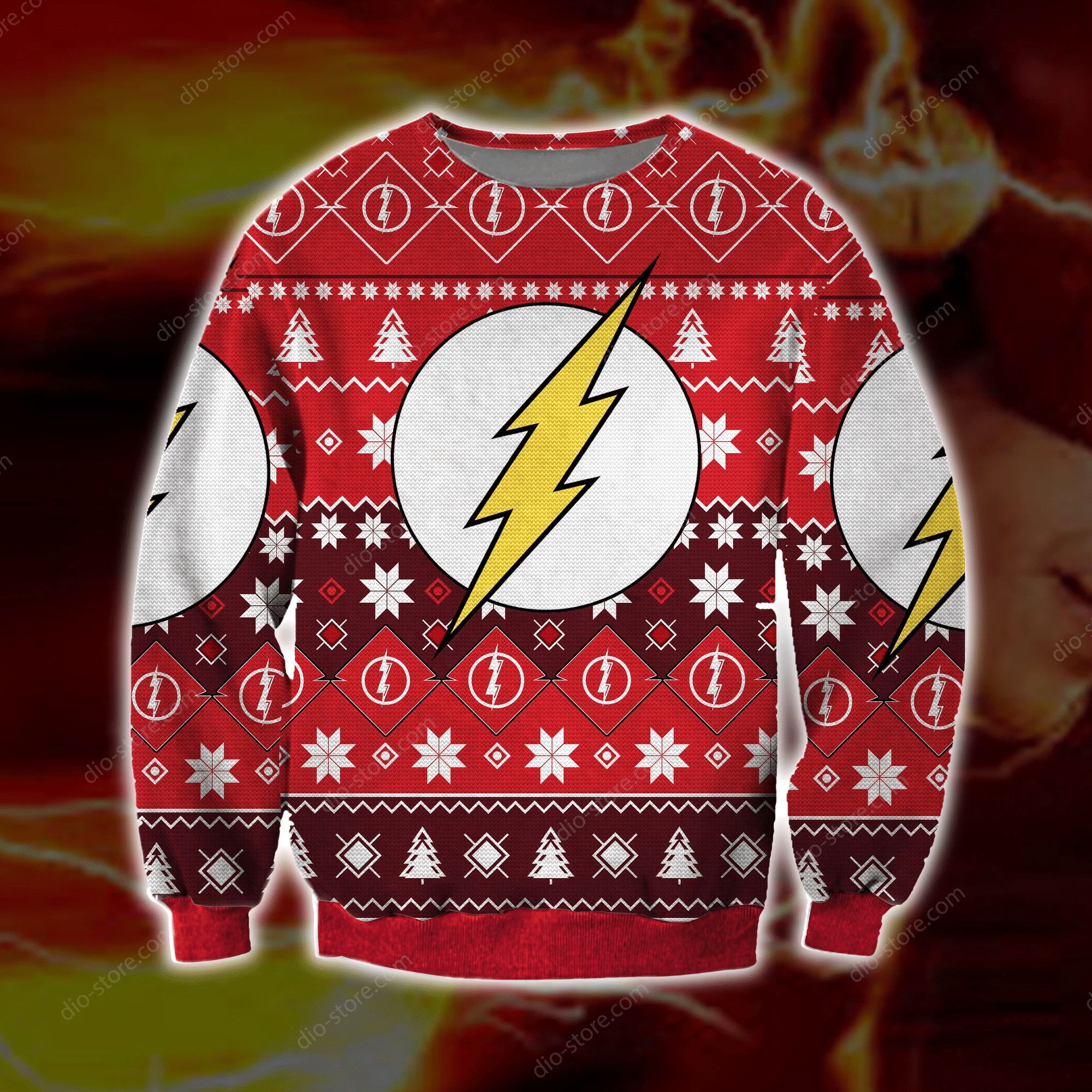 The Flash Knitting Pattern Ugly Christmas Sweater Adult 3D Funny Matching for family