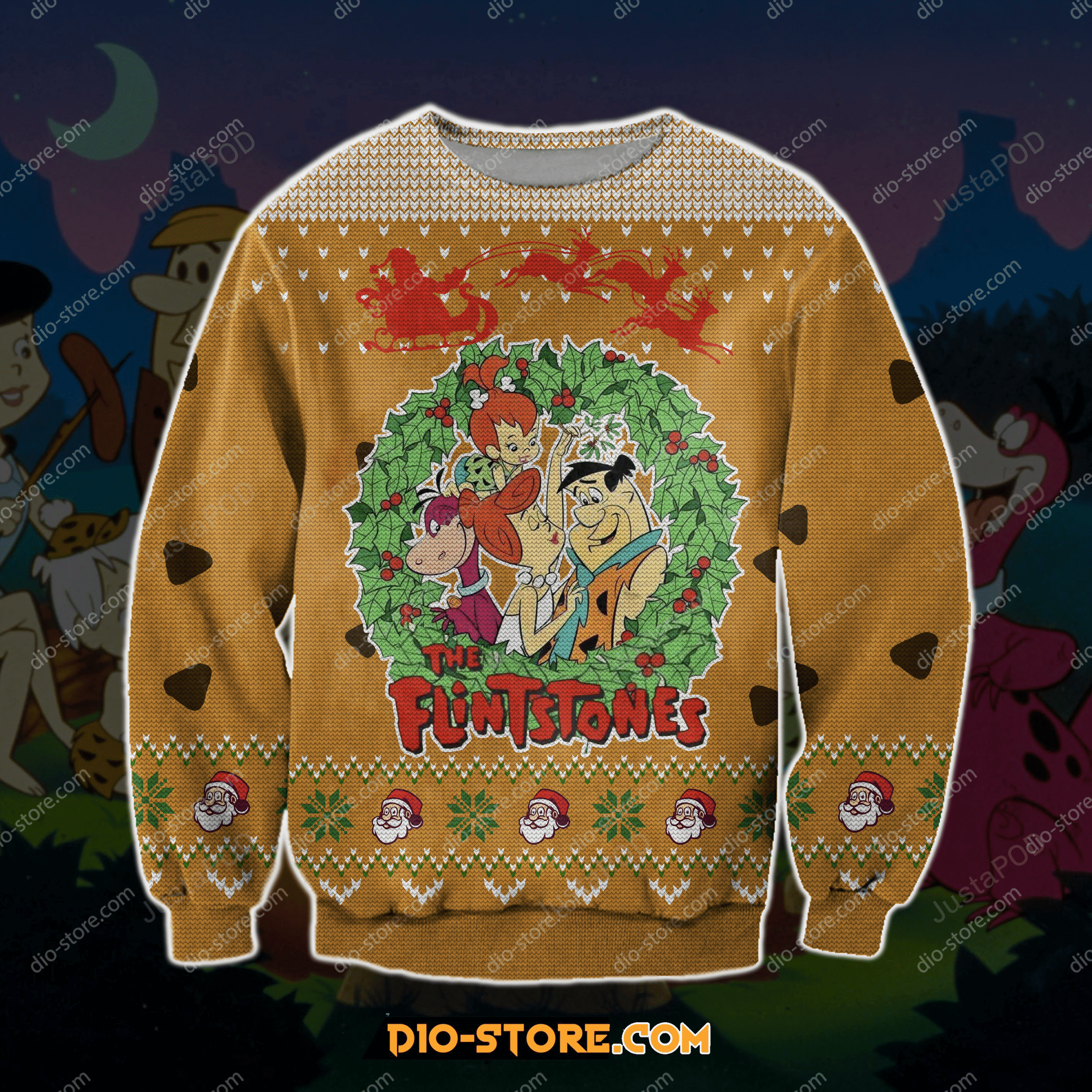 The Flintstones Ugly Christmas Sweater Adult 3D Funny Matching for family