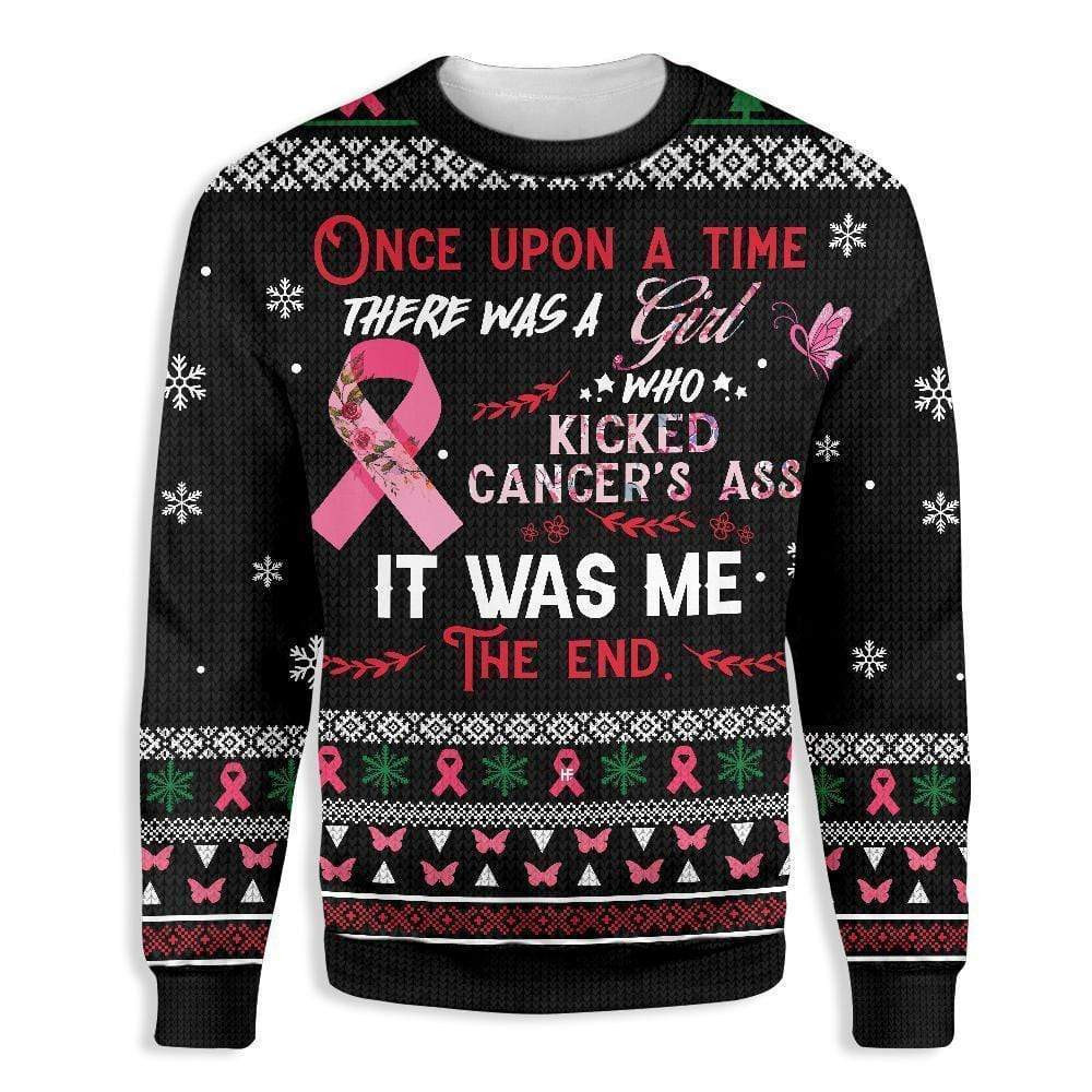 The Girl Kick Breast Cancer Awareness Ugly Christmas Sweater Adult 3D Funny Matching for family