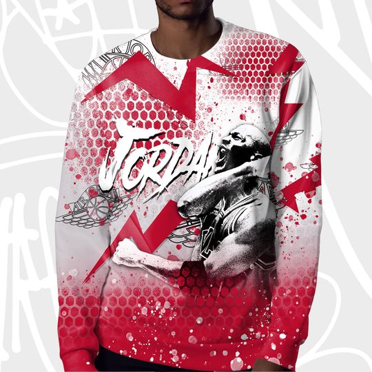 The GOAT 23 3D Hexagon.Jordan 2 OG Chicago,The GOAT 23 Sweatshirt - Image 9