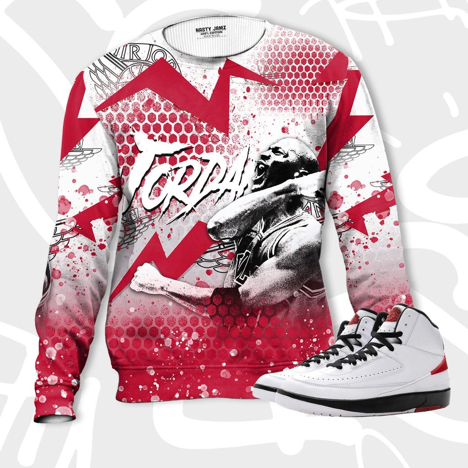 The GOAT 23 3D Hexagon.Jordan 2 OG Chicago,The GOAT 23 Sweatshirt - Image 2