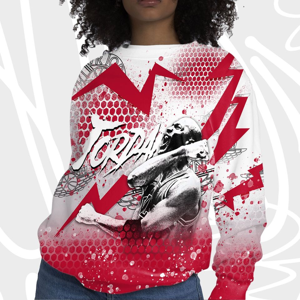 The GOAT 23 3D Hexagon.Jordan 2 OG Chicago,The GOAT 23 Sweatshirt - Image 5