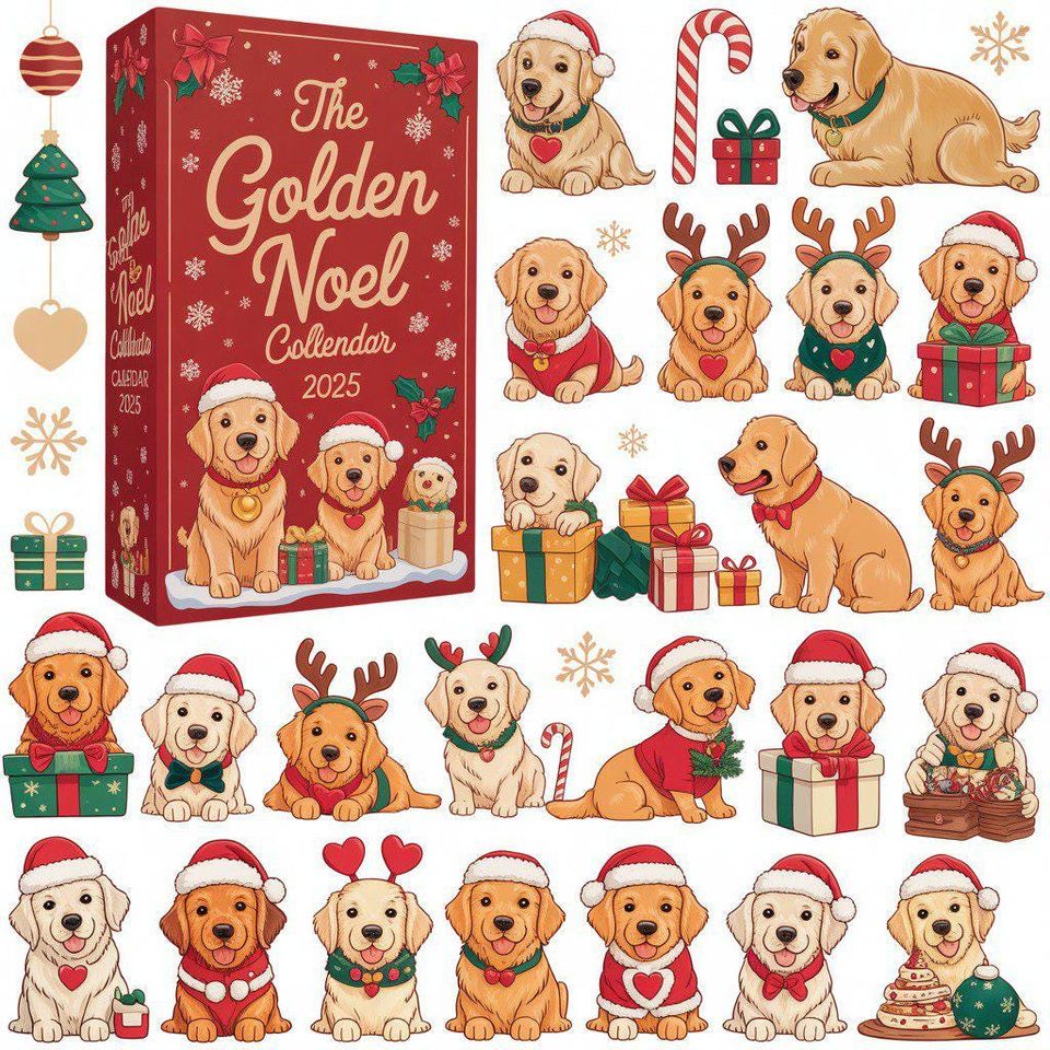 The Golden Noel Advent Calendar 2025, Golden Retriever Dog Christmas Countdown Box