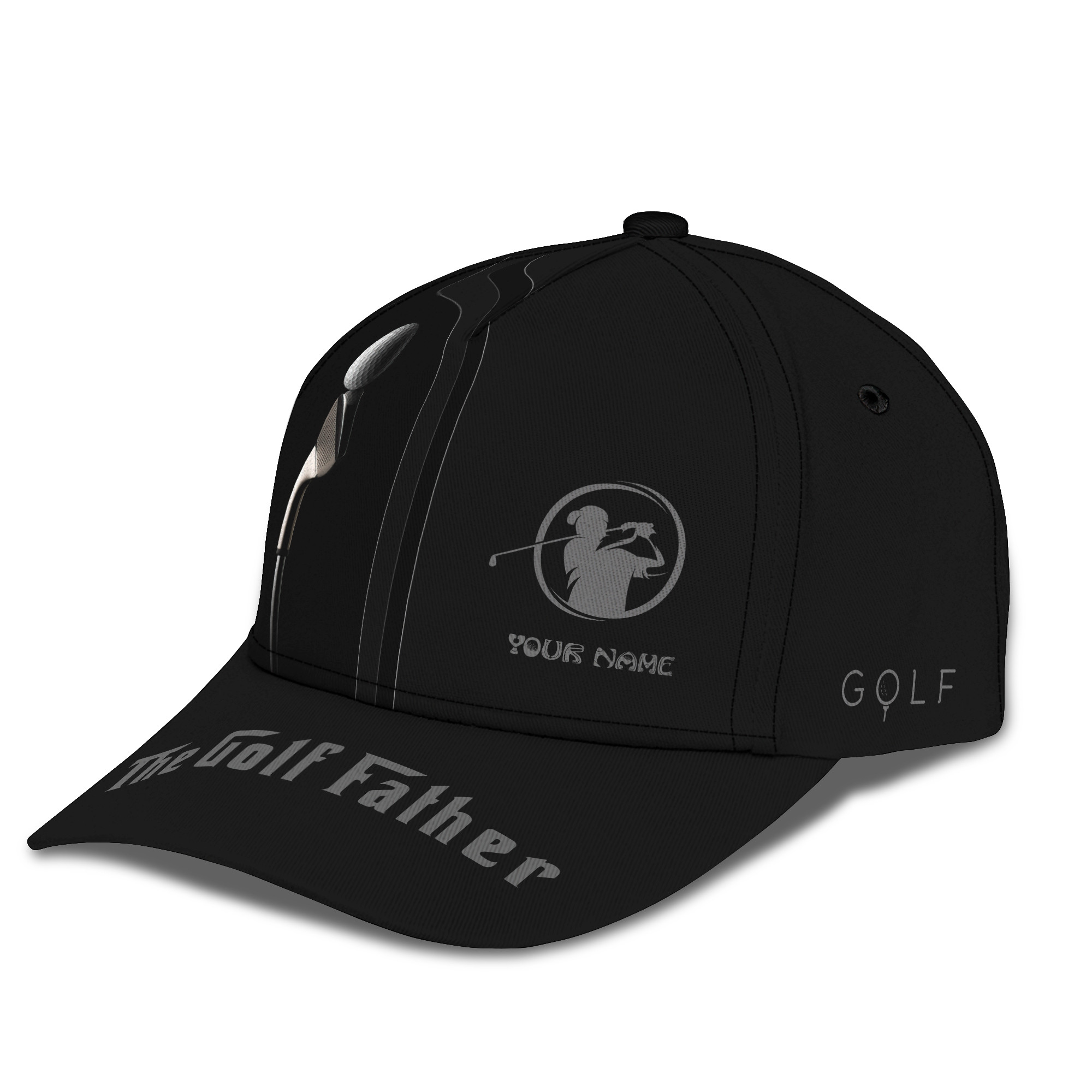 The Golf Father Classic Cap Golf Club & Ball 3D Baseball Cap Custom Golfer Cap Trucker Hats Custom Hats Gifts For Men & Women