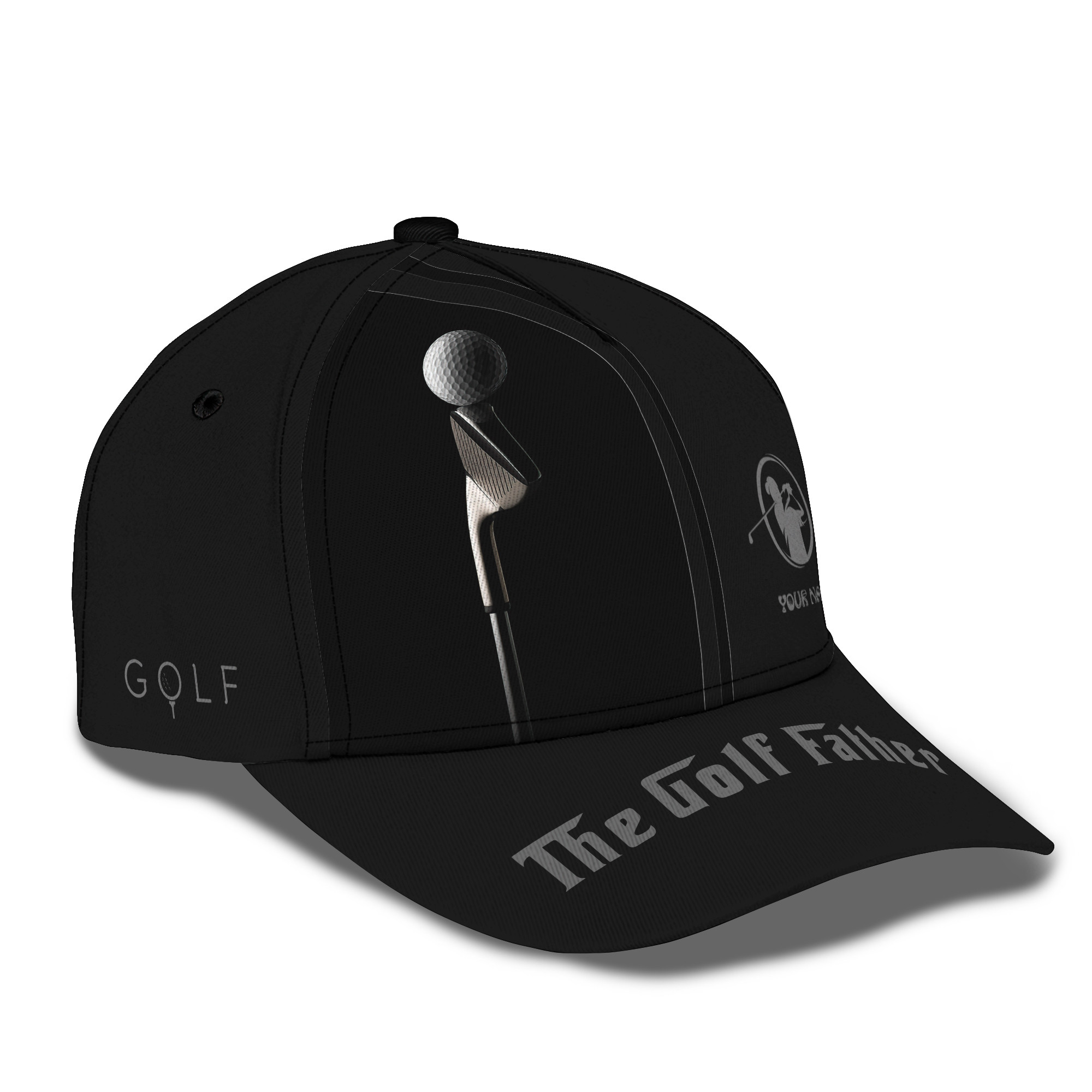 The Golf Father Classic Cap Golf Club & Ball 3D Baseball Cap Custom Golfer Cap Trucker Hats Custom Hats Gifts For Men & Women