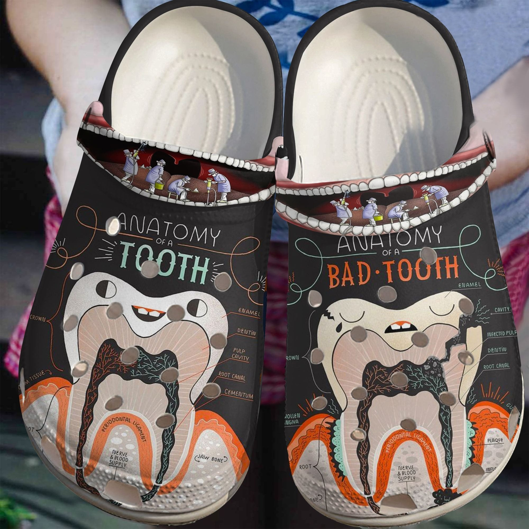 The Good And The Bad Teeth Shoes clogs Gift For Dentist