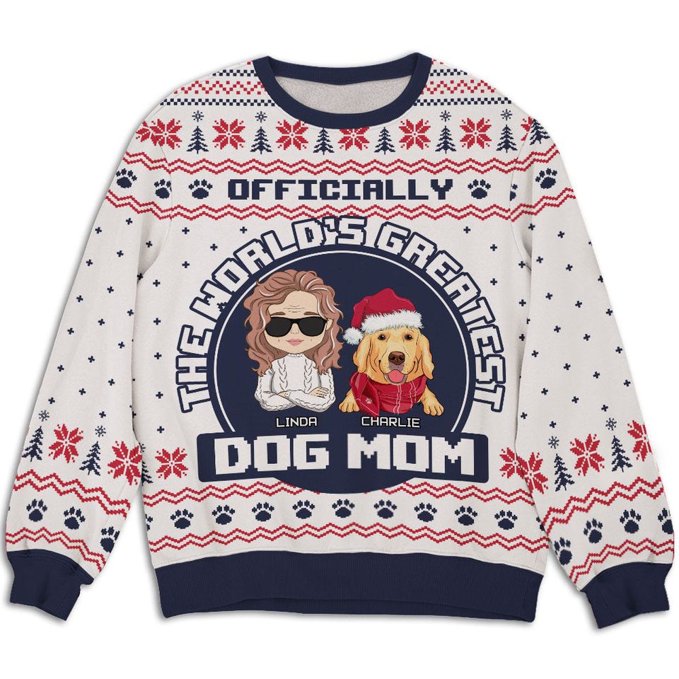 The Greatest Dog Dad Mom Custom Personalized Pet Owner Jumper Ugly Sweatshirt
