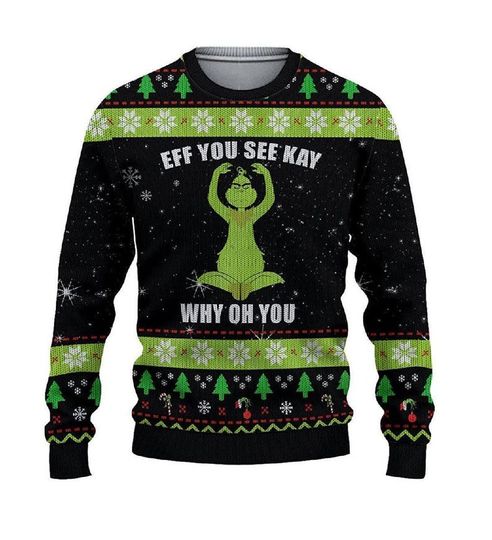 The Grin Ugly Christmas Sweater, Funny Grin Christmas Sweater - Image 2