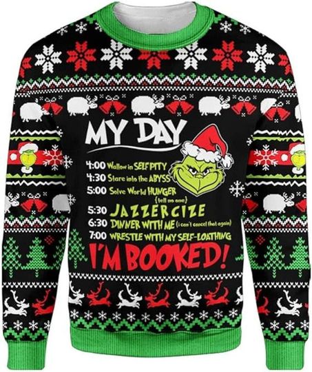 The Grin Ugly Christmas Sweater, My Day I'm Booked Grin Ugly Christmas Sweater - Image 3
