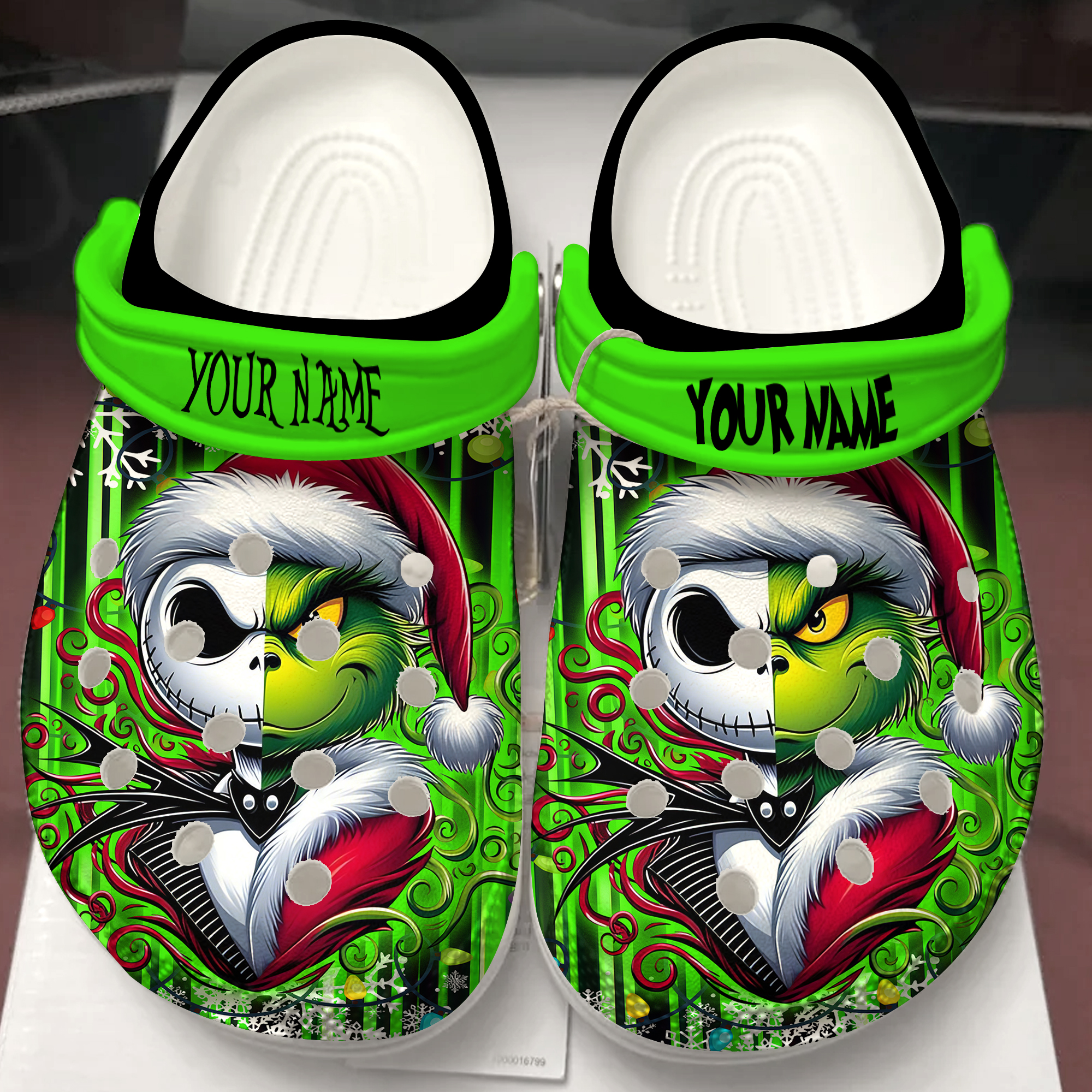 The Grinch and Jack Skellington Movie Christmas Crocs Crocband Clogs Shoes Comfortable For Men Women and Kids