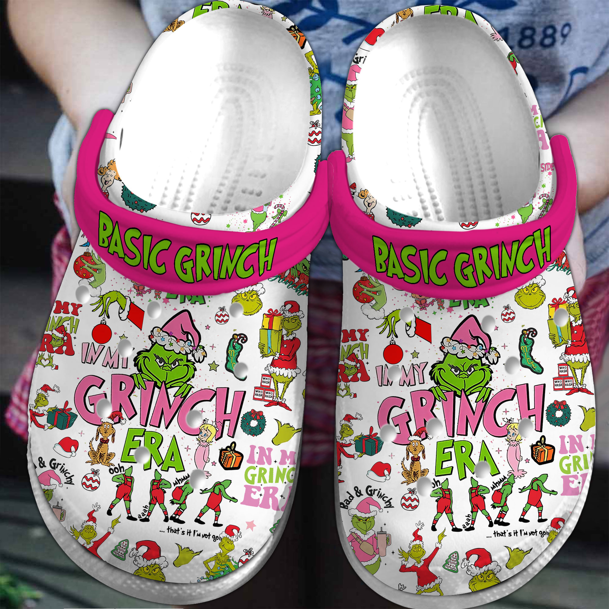 The Grinch Cartoon Crocs Crocband Clogs Shoes Comfortable For Men Women and Kids