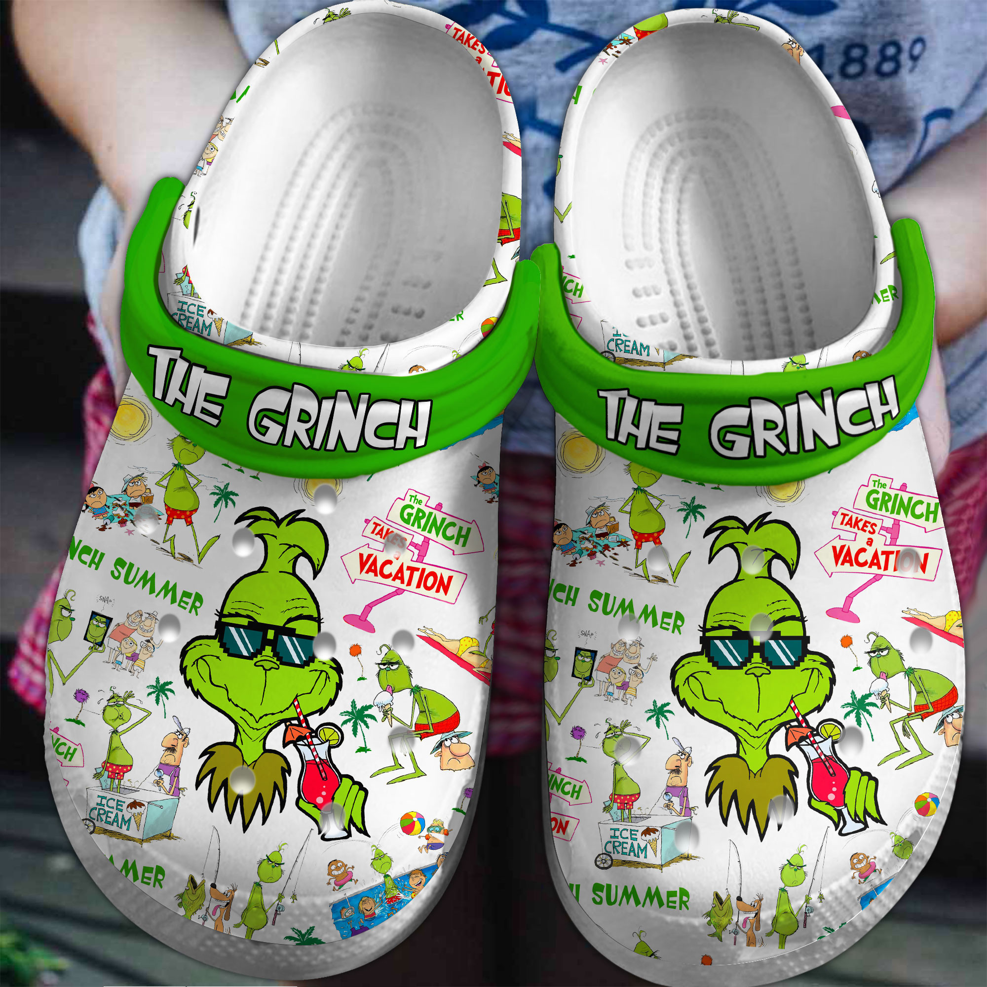 The Grinch Cartoon Movie Crocs Crocband Clogs Shoes Comfortable For Men Women and Kids