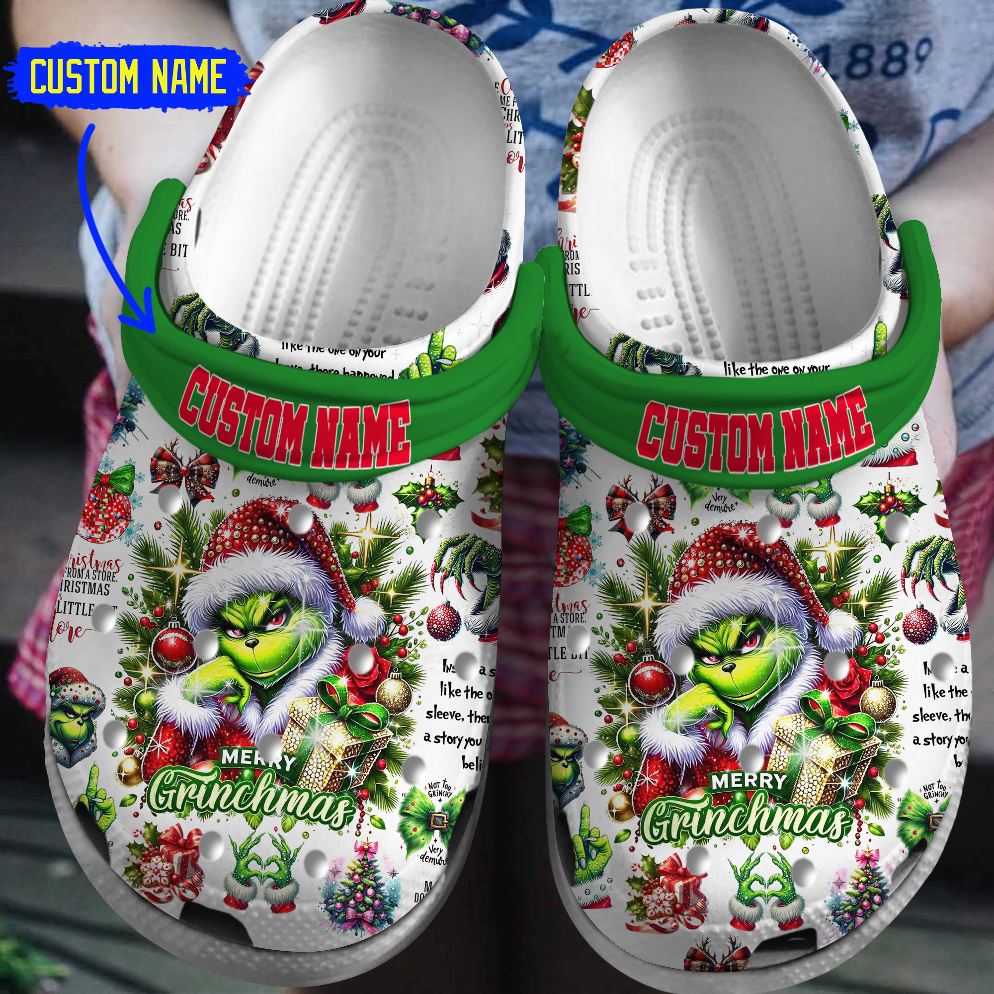 The Grinch Movie Christmas Crocs Crocband Clogs Shoes Comfortable For Men Women and Kids