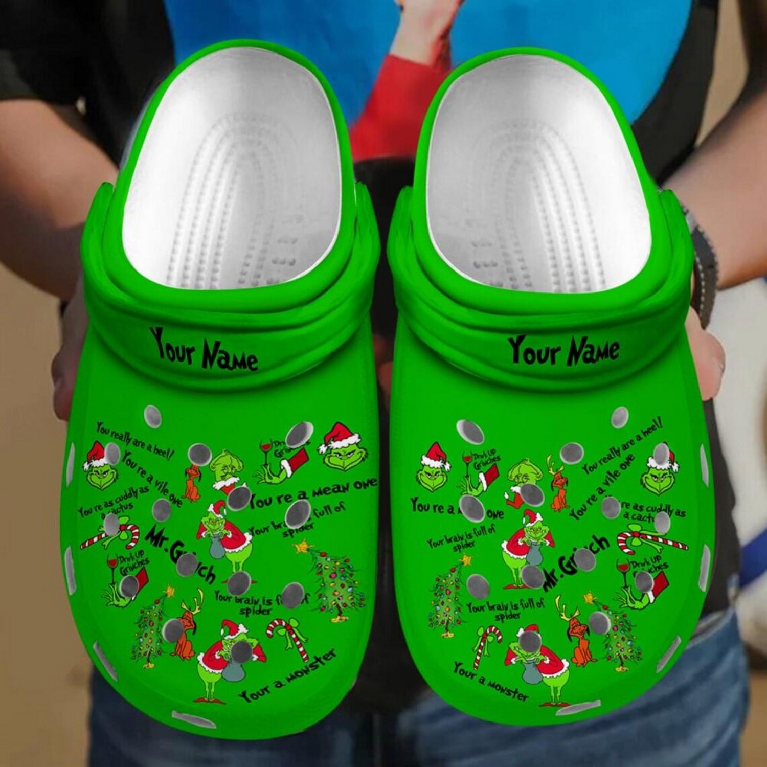 The Grinch Movie Christmas Crocs Crocband Clogs Shoes Comfortable For Men Women and Kids
