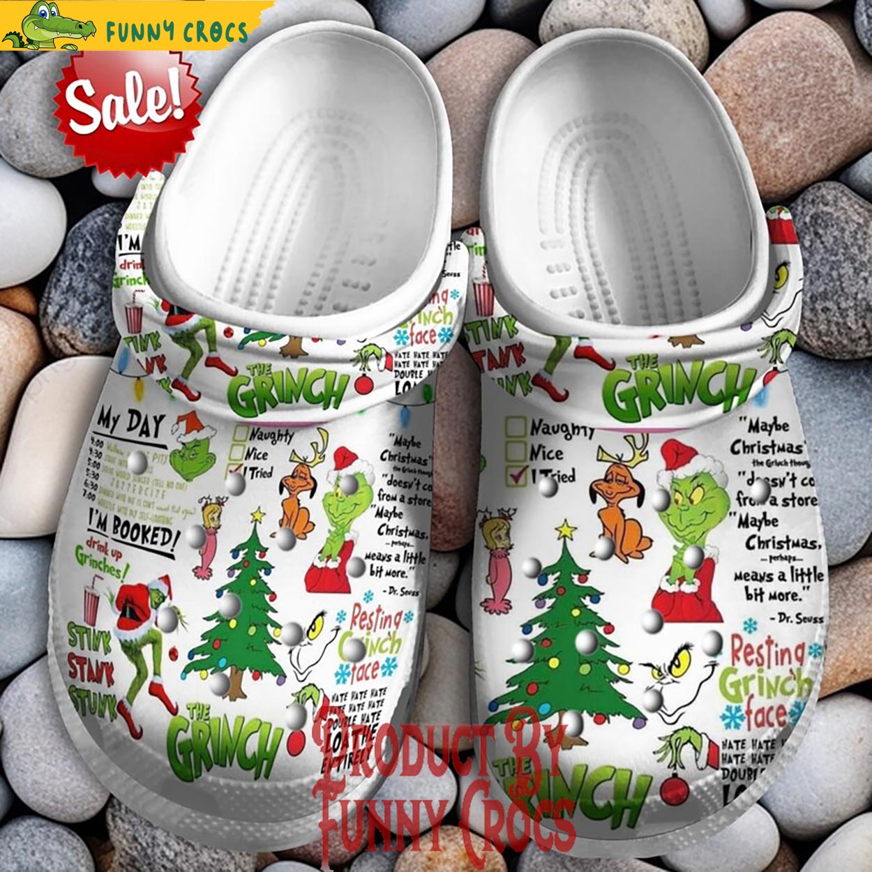 The Grinch Movie Christmas Crocs Crocband Clogs Shoes Comfortable For Men Women and Kids
