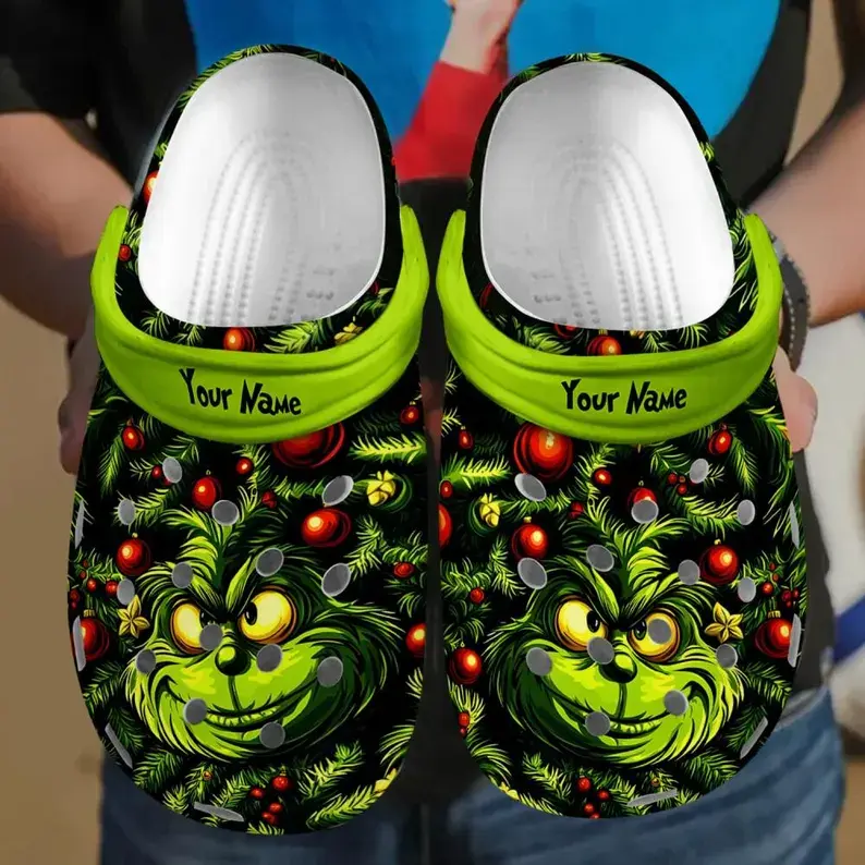 The Grinch Movie Christmas Crocs Crocband Clogs Shoes Comfortable For Men Women and Kids