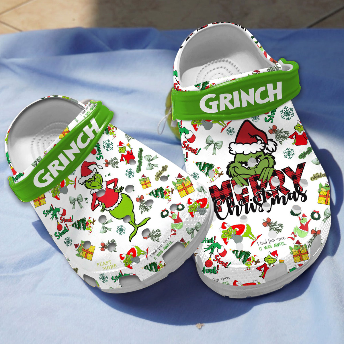 The Grinch Movie Christmas Crocs Crocband Clogs Shoes Comfortable For Men Women and Kids
