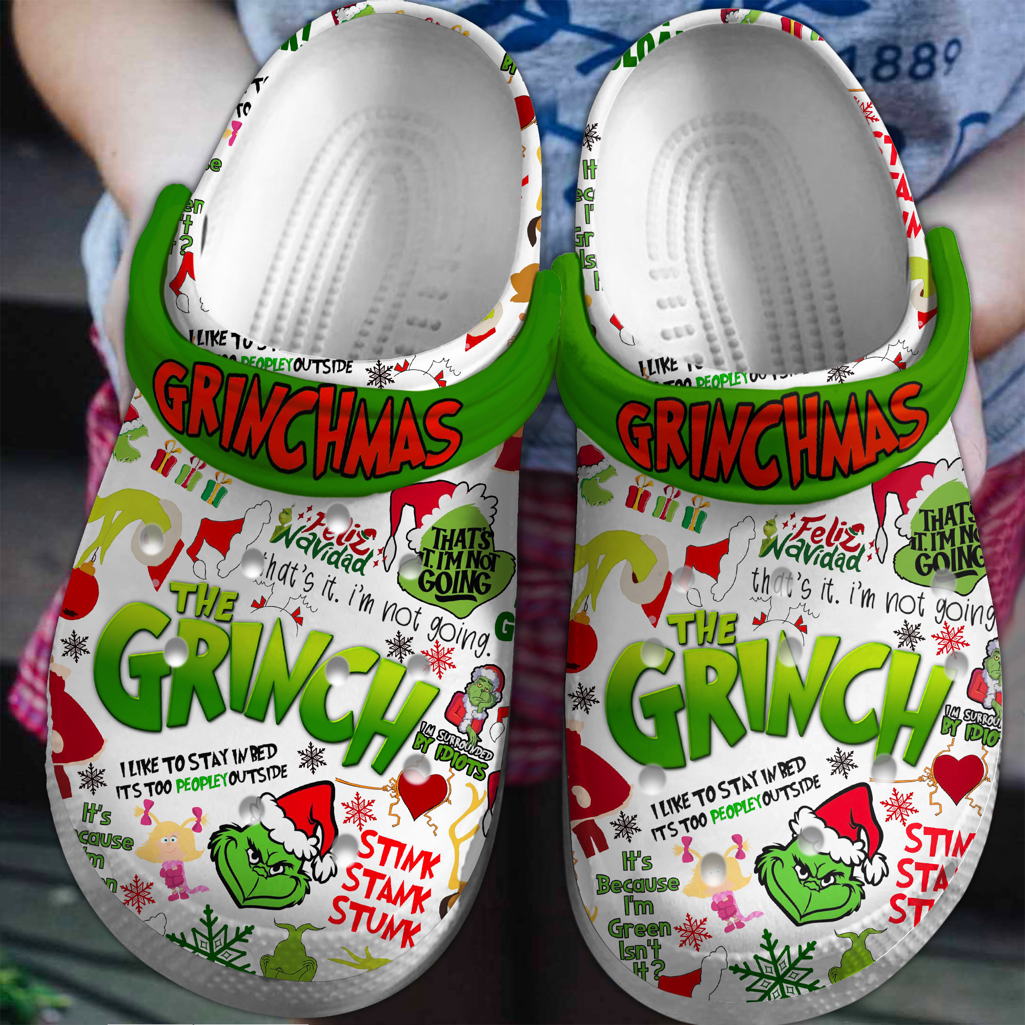 The Grinch Movie Crocs Crocband Clogs Shoes Comfortable For Men Women and Kids