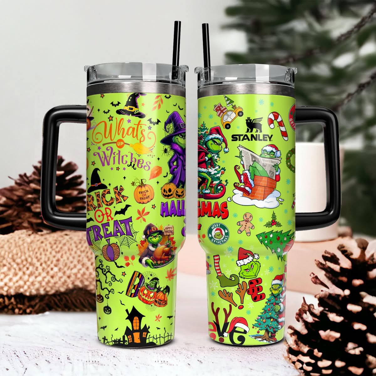 The Grinch Movies Christmas With Halloween Custom Stanley Cup 40 oz 30 oz Tumbler With HandleTVC2301439