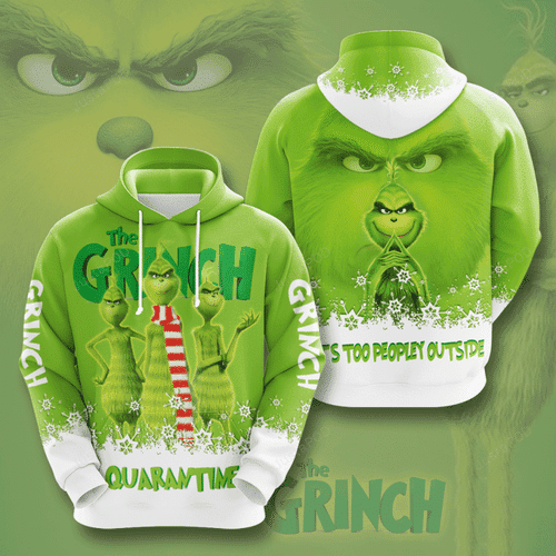 The Grinch Quarantime Its Too Peopley Outside 3D All Over Print Hoodie, Zip Hoodie