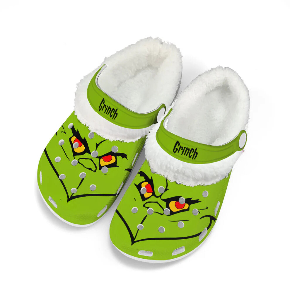 The Grinch x Christmas Crocs Crocband Fleece Lined Clogs Shoes Comfortable For Men Women and Kids In Winter