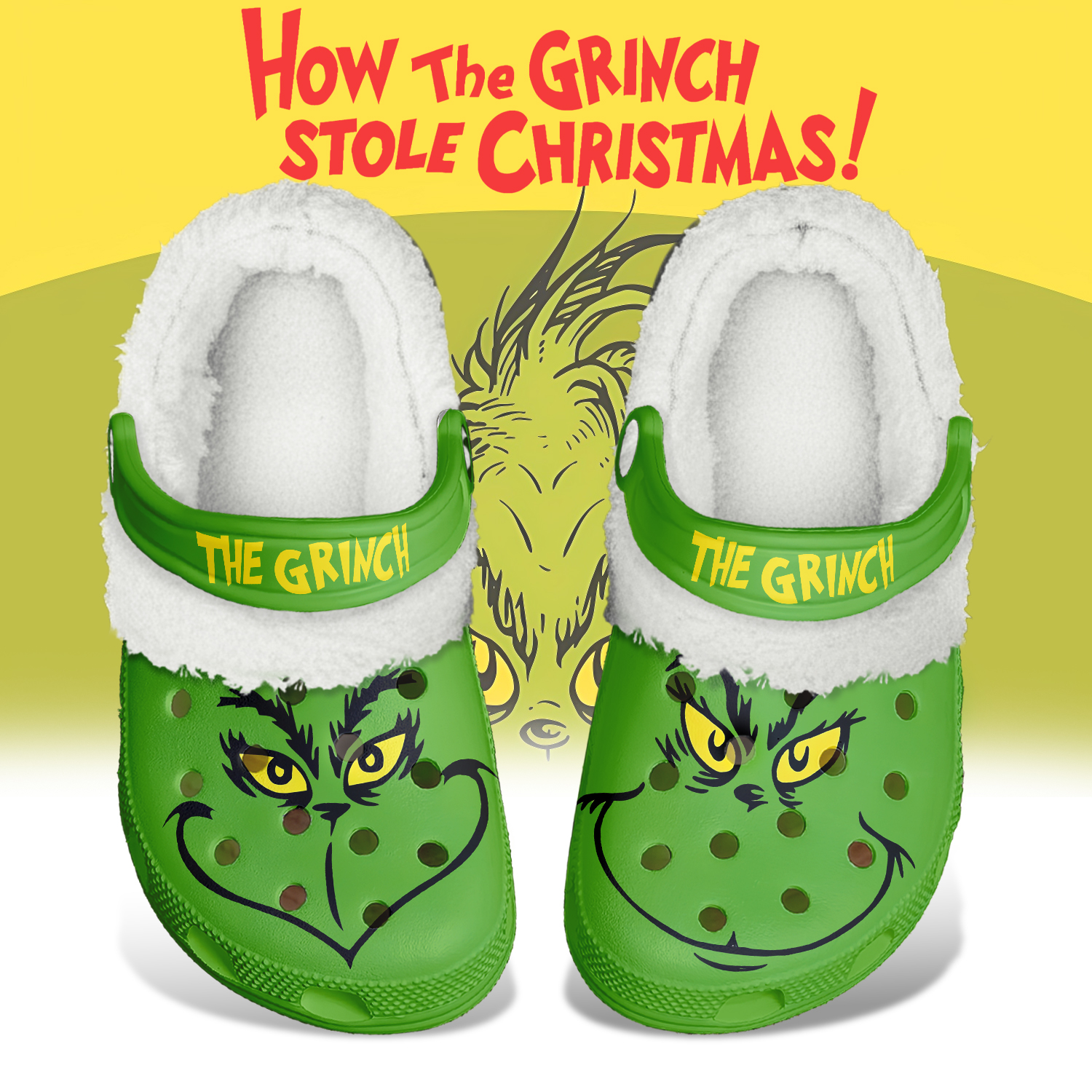 The Grinch x Christmas Crocs Crocband Fleece Lined Clogs Shoes Comfortable For Men Women and Kids In Winter - Image 2