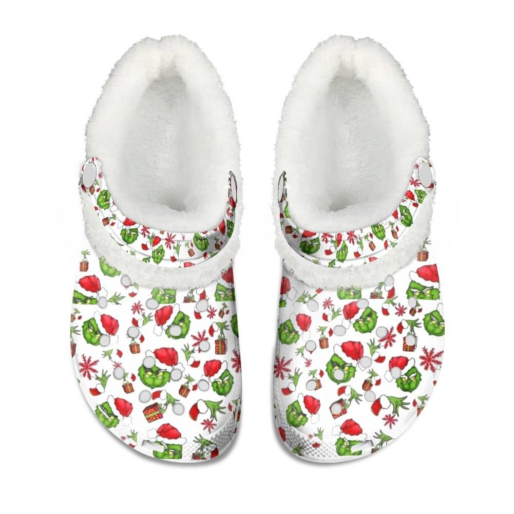 The Grinch x Christmas Crocs Crocband Fleece Lined Clogs Shoes Comfortable For Men Women and Kids In Winter
