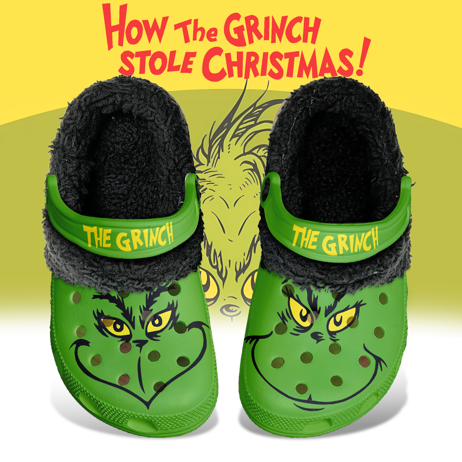 The Grinch x Christmas Crocs Crocband Fleece Lined Clogs Shoes Comfortable For Men Women and Kids In Winter - Image 6