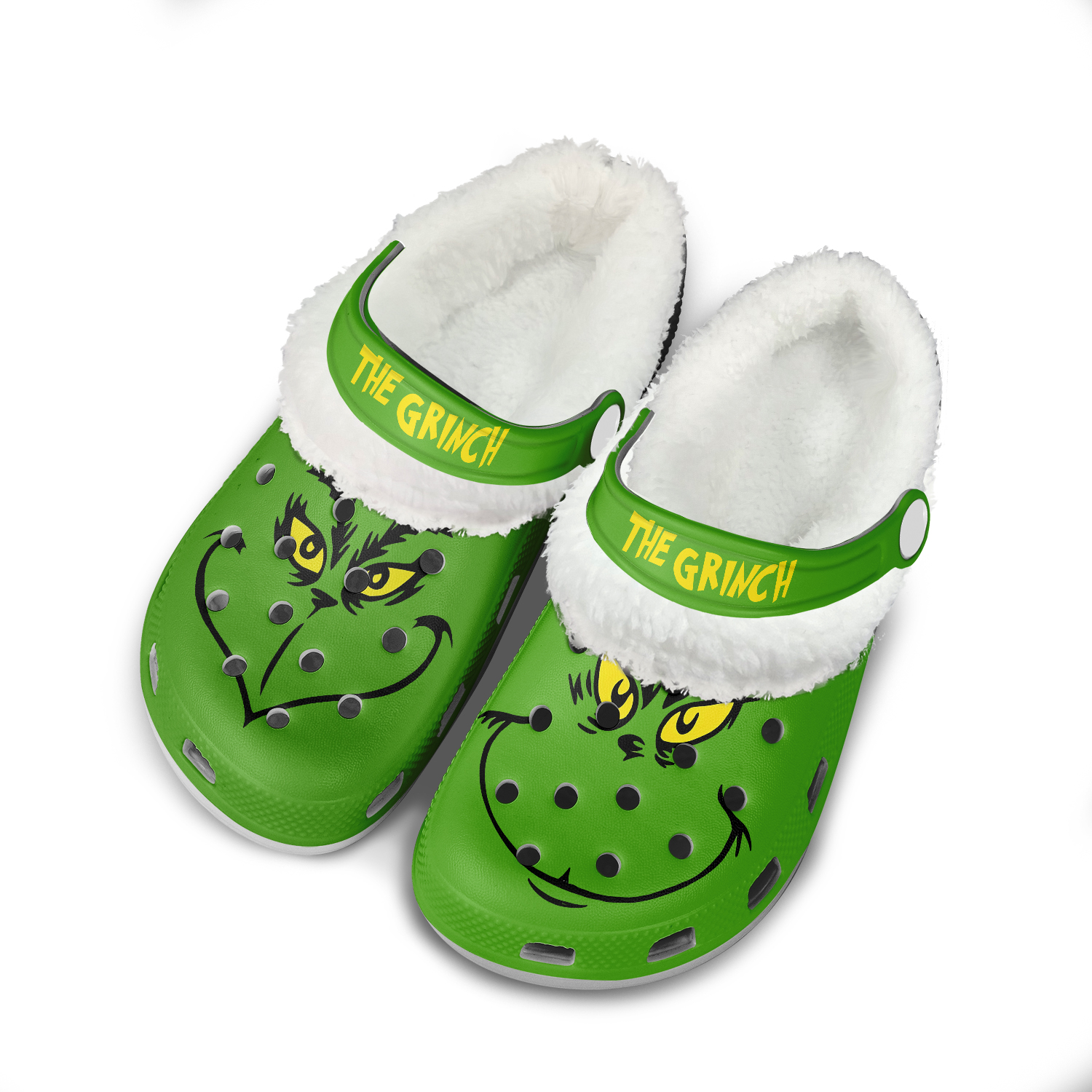 The Grinch x Christmas Crocs Crocband Fleece Lined Clogs Shoes Comfortable For Men Women and Kids In Winter - Image 3