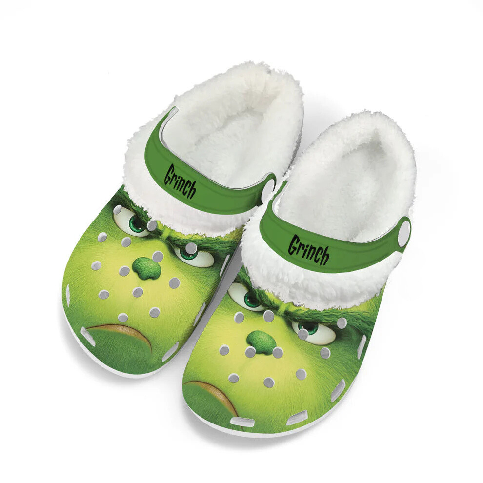 The Grinch x Christmas Crocs Crocband Fleece Lined Clogs Shoes Comfortable For Men Women and Kids In Winter