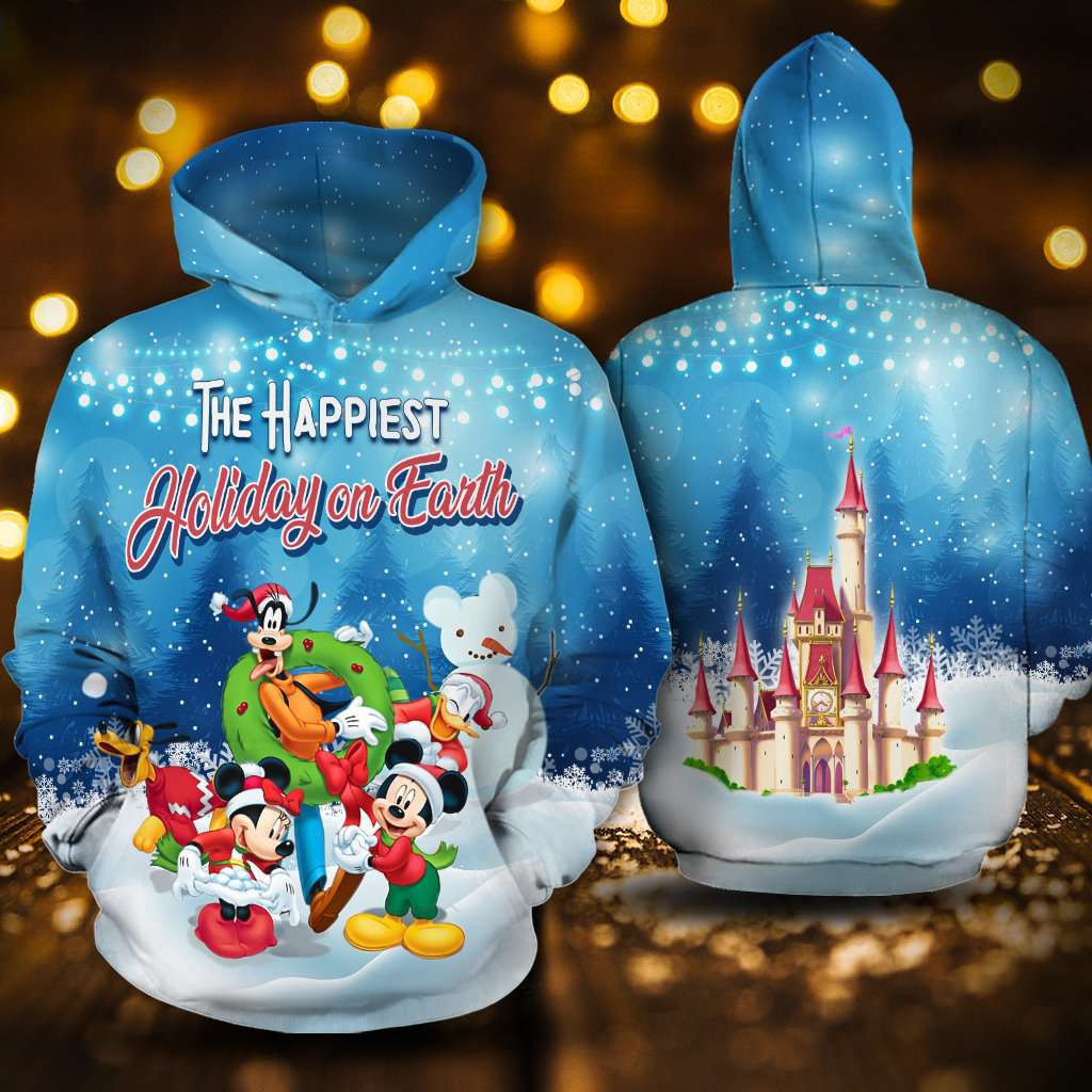 The Happiest Holiday On Earth Mickey And Friends 3D All Over Print Hoodie, Zip Hoodie