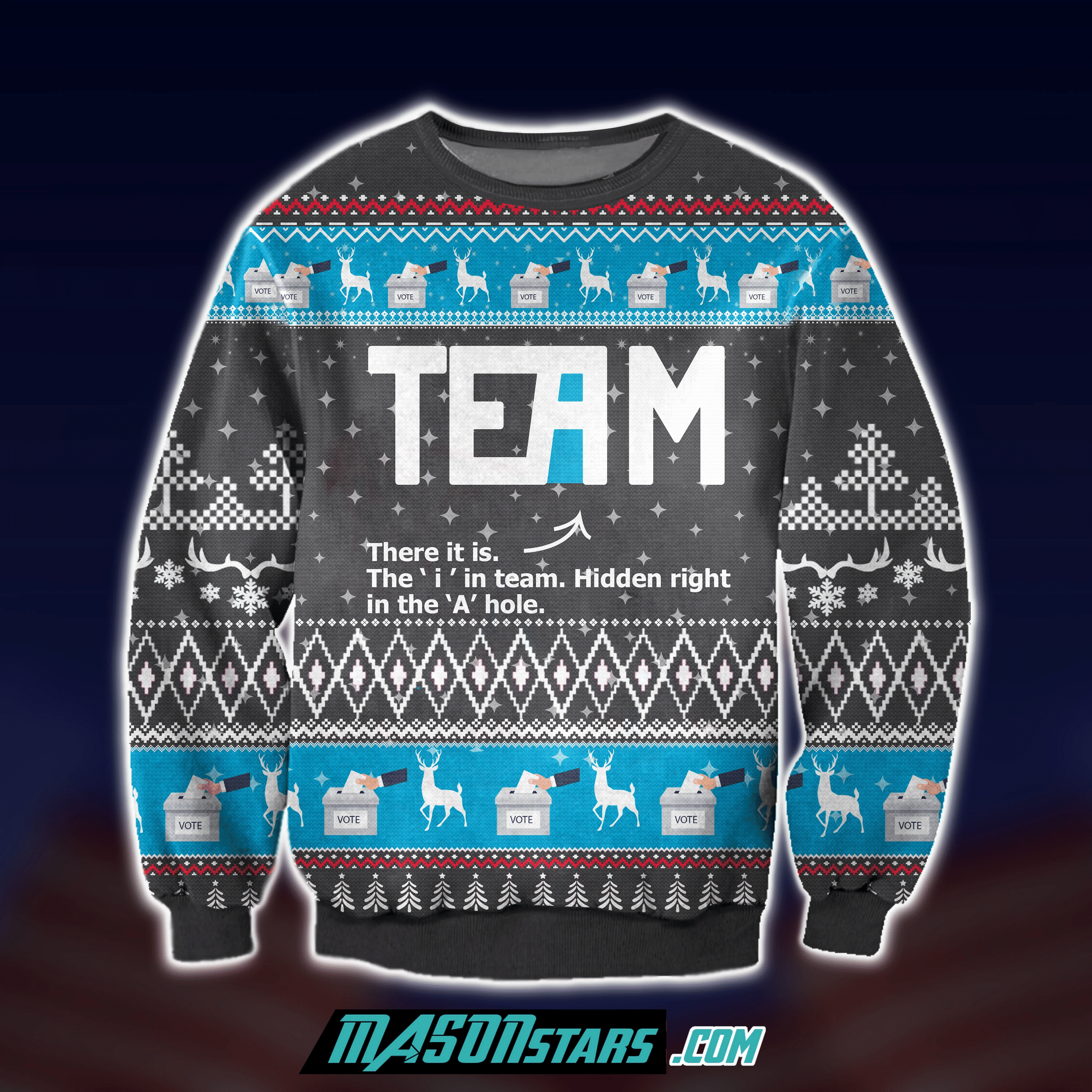 The "I" In Team 3D Print Ugly Christmas Sweater Adult 3D Funny Matching for family