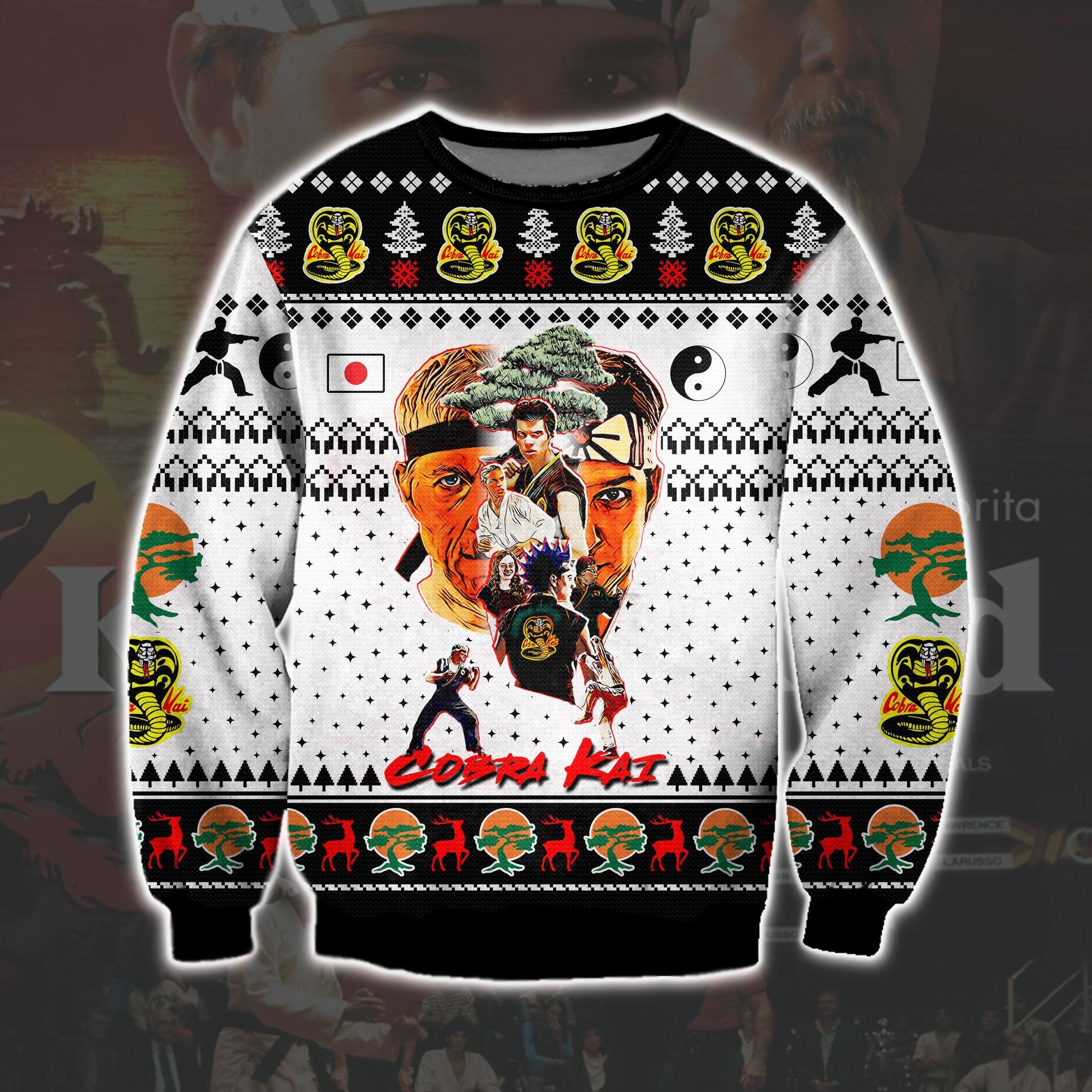 The Karate Kid Cobra Kai 3D Printed Ugly Christmas Sweater Adult 3D Funny Matching for family