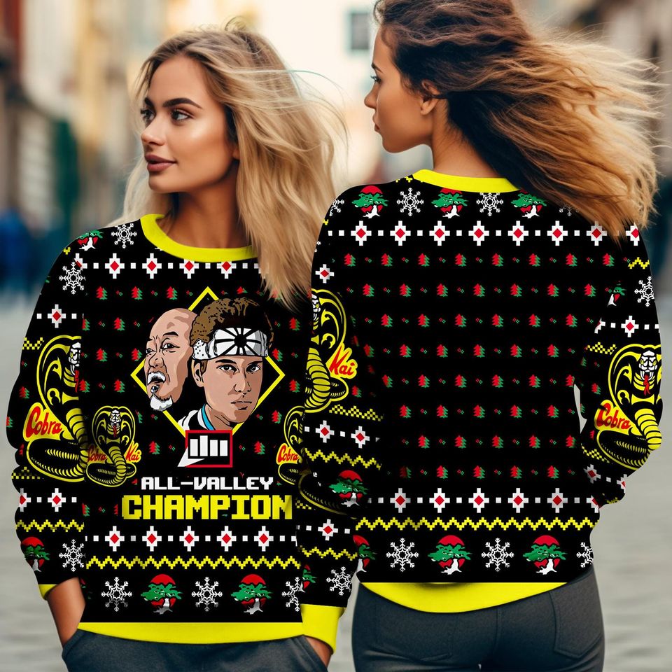 The Karate Kid Ugly Christmas Sweatshirt, Daniel LaRusso Johnny Lawrence Ugly Sweater - Image 4