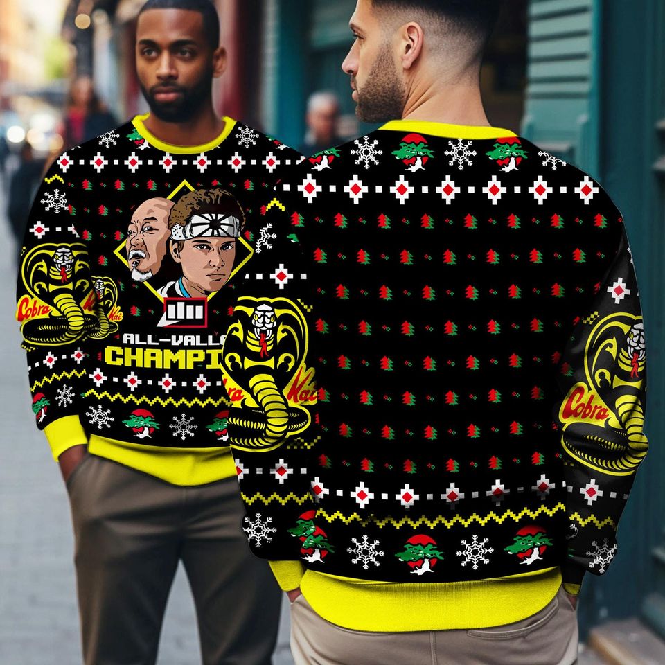 The Karate Kid Ugly Christmas Sweatshirt, Daniel LaRusso Johnny Lawrence Ugly Sweater - Image 3
