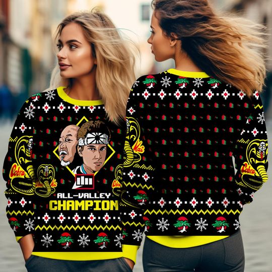 The Karate Kid Ugly Christmas Sweatshirt, Daniel LaRusso Johnny Lawrence Ugly Sweater - Image 9