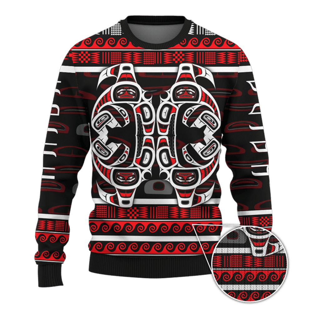 The Killing Whale Sweater Pacific Northwest Style Sweatshirt Haida Art Clothing - Image 2
