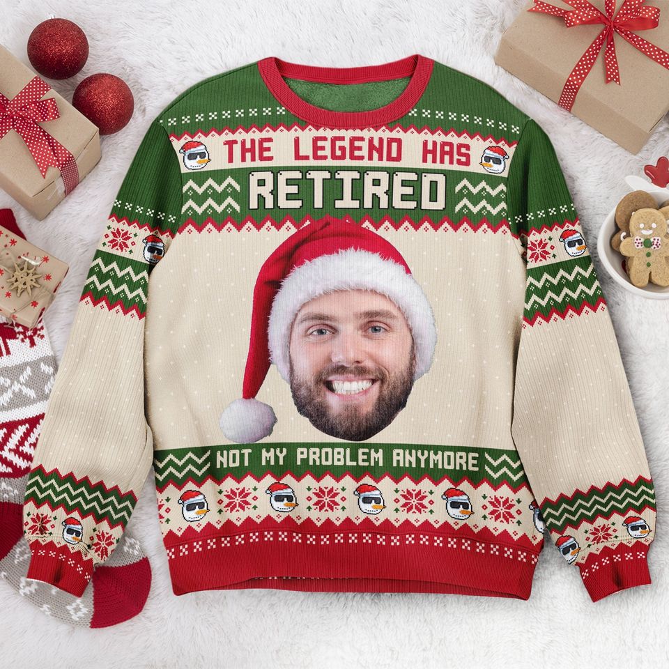 The Legend Has Retired - Personalized Photo Ugly Sweatshirt