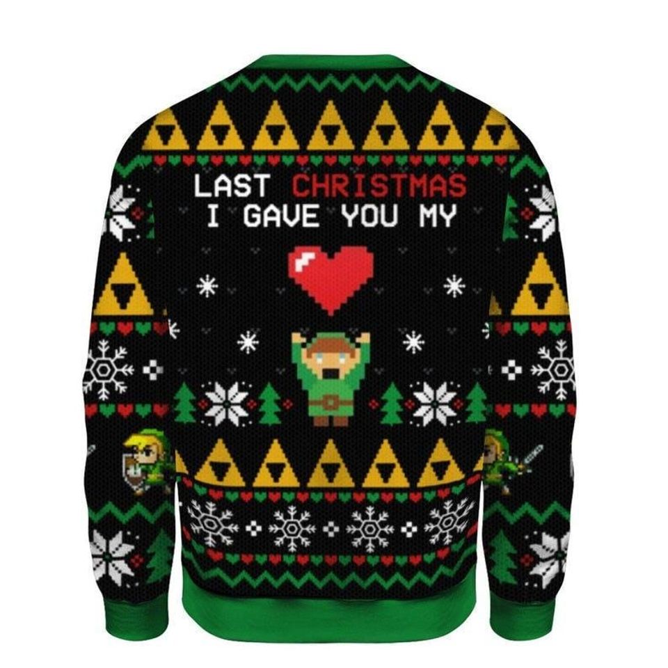 The Legend Of Zelda Christmas Ugly Sweater, Last Christmas I Gave You My Heart Sweater - Image 3