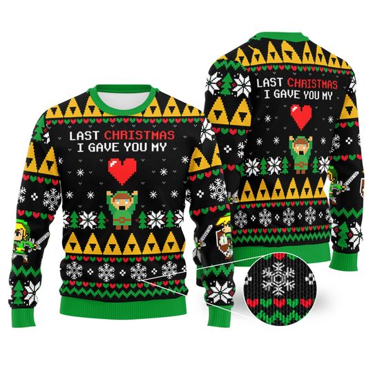 The Legend Of Zelda Link Ugly Christmas Sweater, Last Christmas Link Ugly Sweater - Image 3