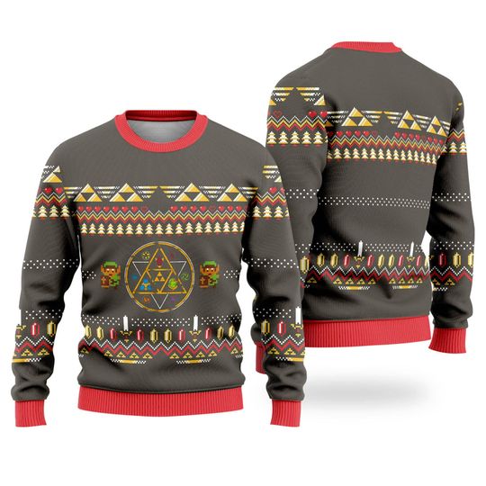 The Legend of Zelda Ugly Christmas Sweater, Zelda Rubies Xmas Sweater - Image 3