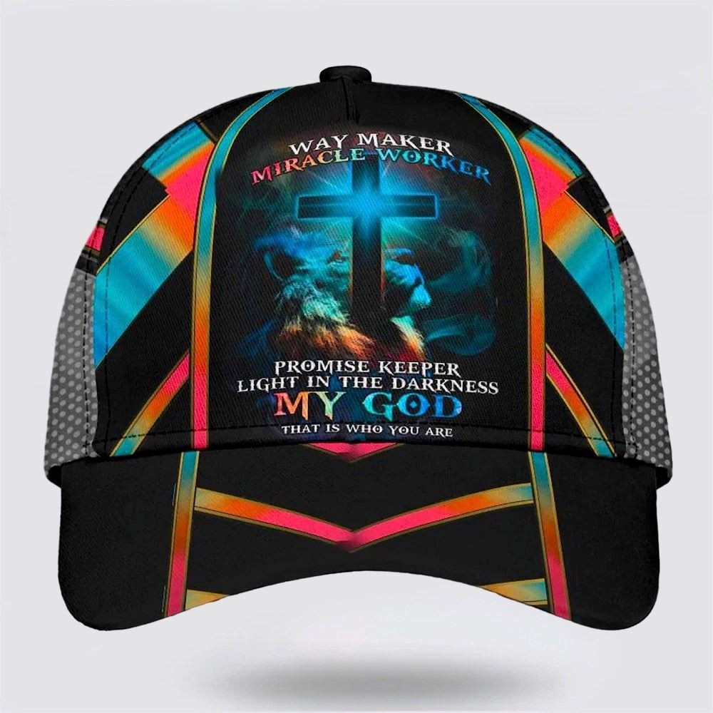 The Lion Cross Light Way Maker Miracle Worker Promise Keeper Classic Baseball Cap Hat  Trucker Hats Custom Hats Gifts For Men & Women