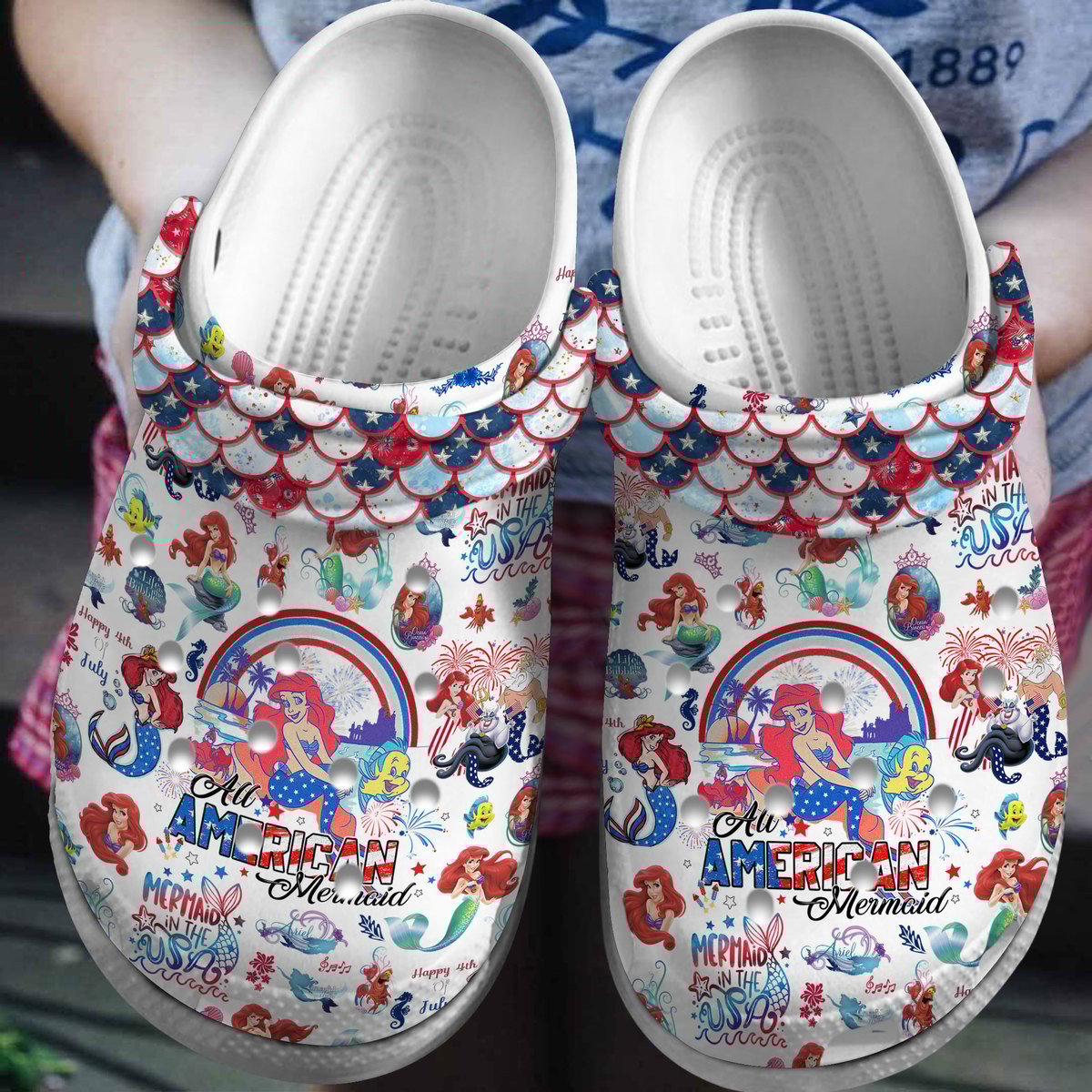 The Little Mermaid Cartoon Crocs Crocband Clogs Shoes Comfortable For Men Women and Kids