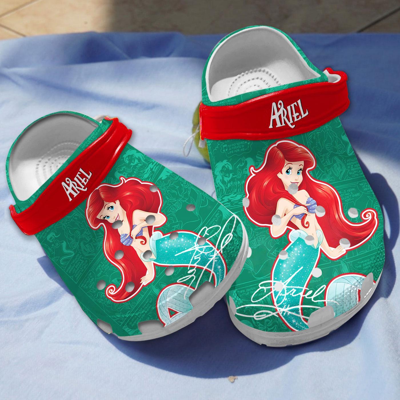 The Little Mermaid Cartoon Crocs Crocband Clogs Shoes Comfortable For Men Women and Kids