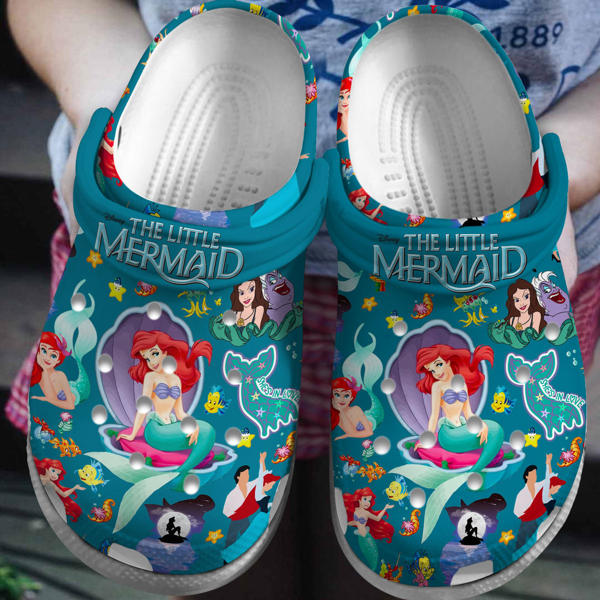 The Little Mermaid Cartoon Movie Crocs Crocband Clogs Shoes Comfortable For Men Women and Kids