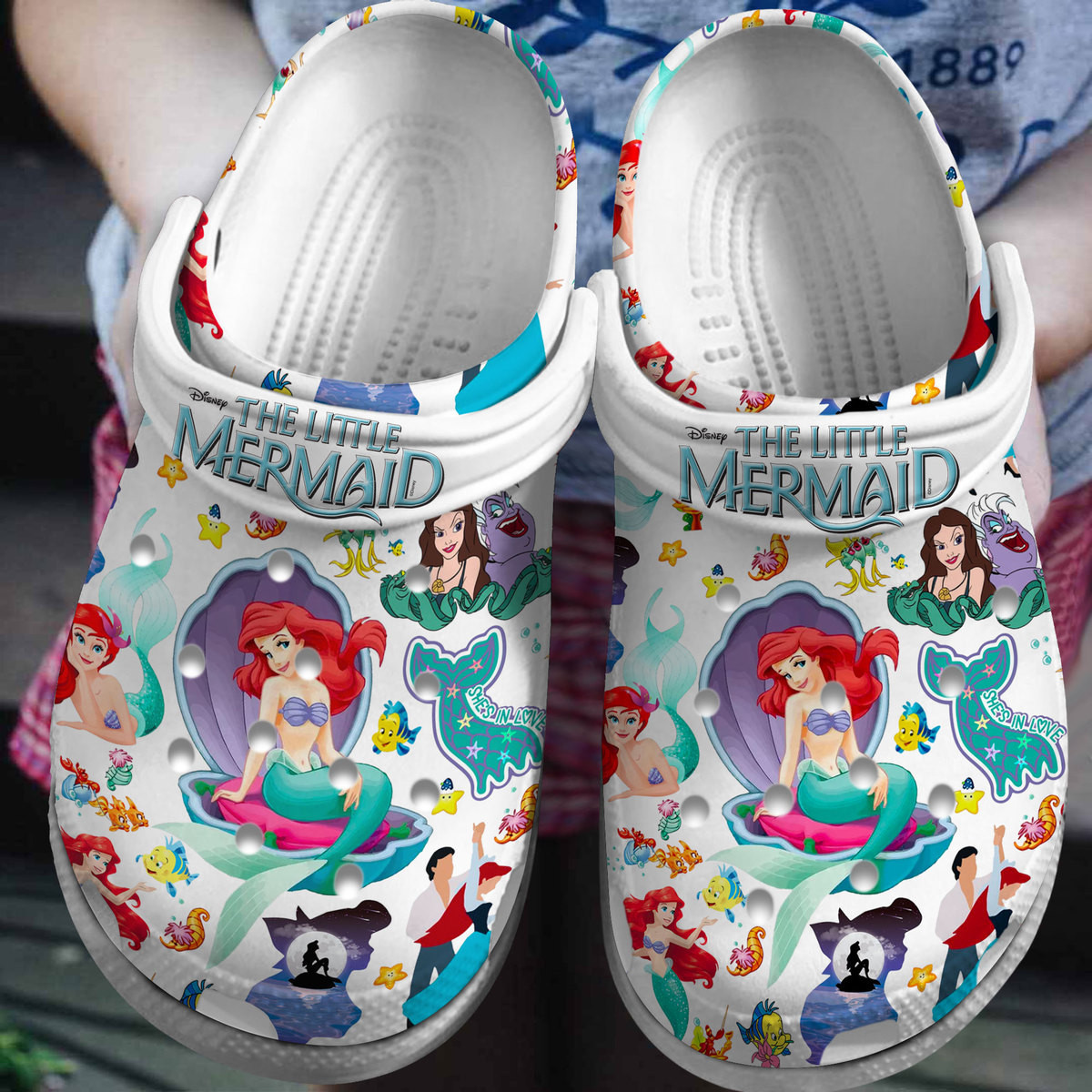 The Little Mermaid Cartoon Movie Crocs Crocband Clogs Shoes Comfortable For Men Women and Kids
